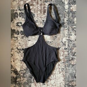 Aerie Black Ribbed Monokini